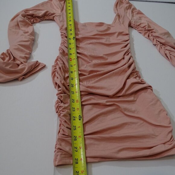 Oh Polly Flatter Me Pink Ruched Long Sleeve Bodycon Mini Dress Women Size 2 - Picture 12 of 12